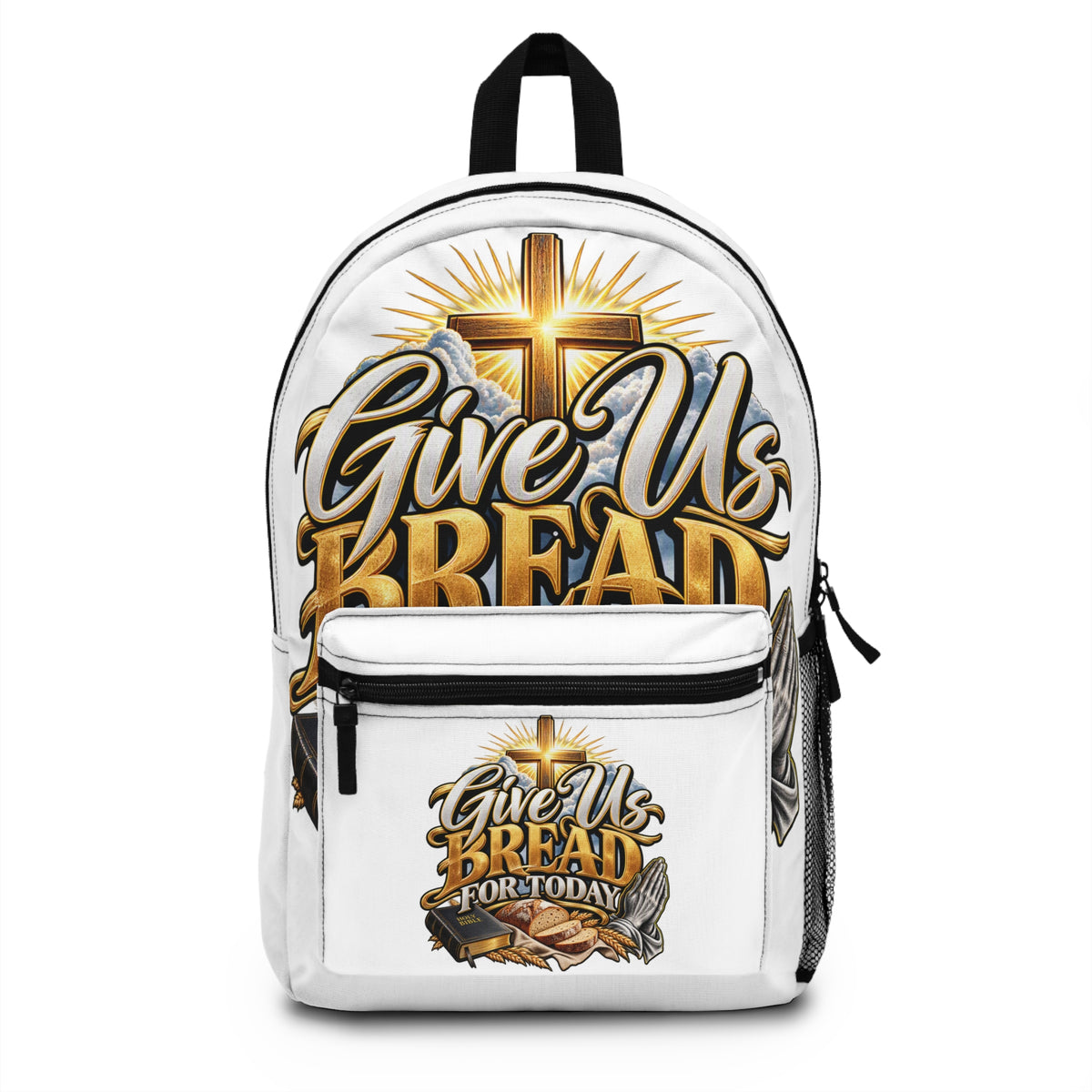 Give Us Bread Cross Backpack – Christian Prayer Faith School Bag