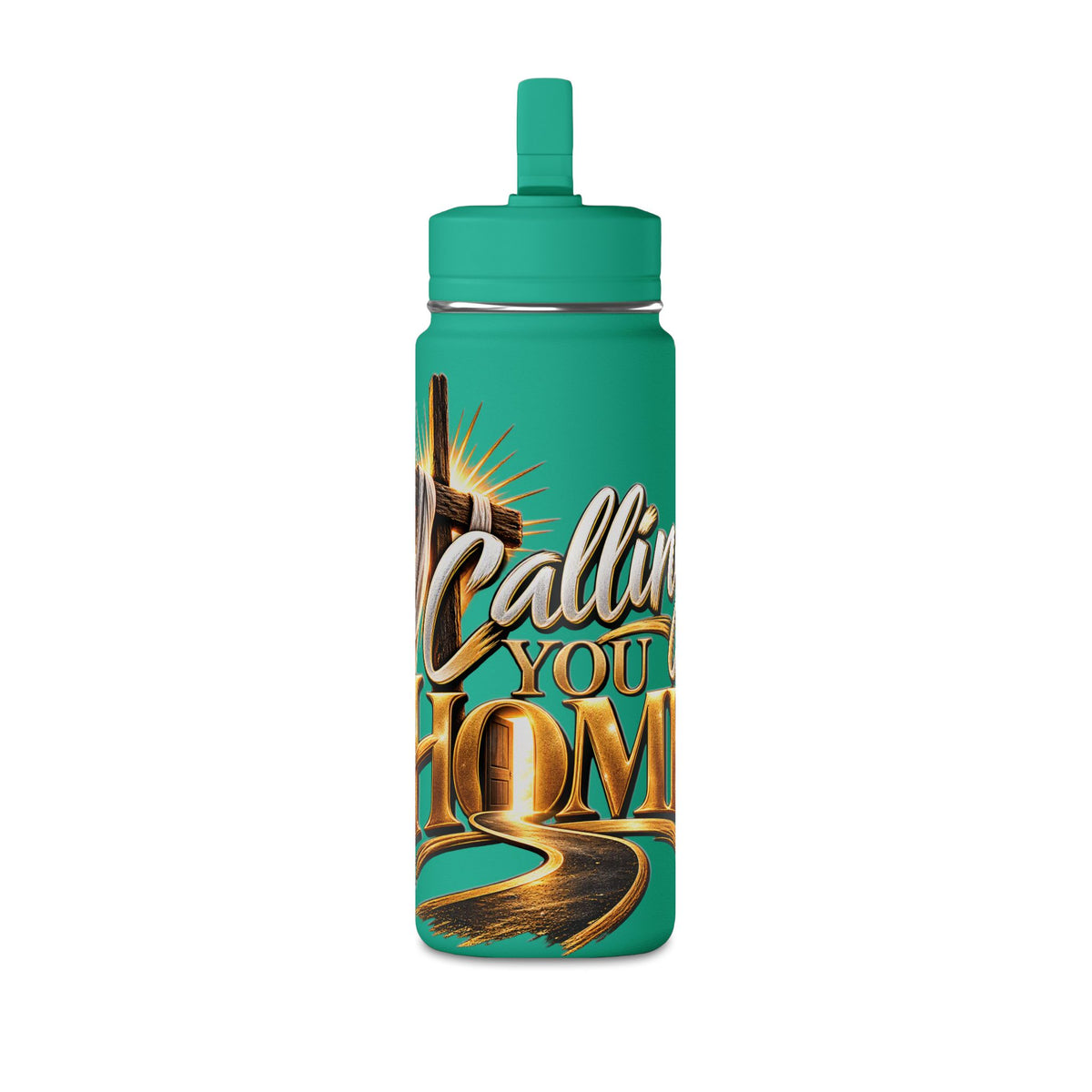 Calling You Home 20oz Mini Water Bottle — Pink Inspirational Cross Design