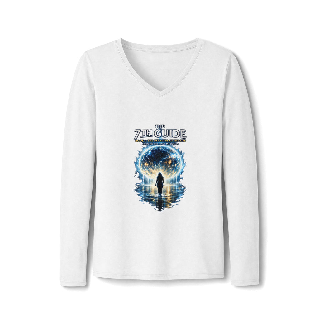 The 7th Guide V-Neck Long Sleeve Tee — Cosmic Adventure Graphic