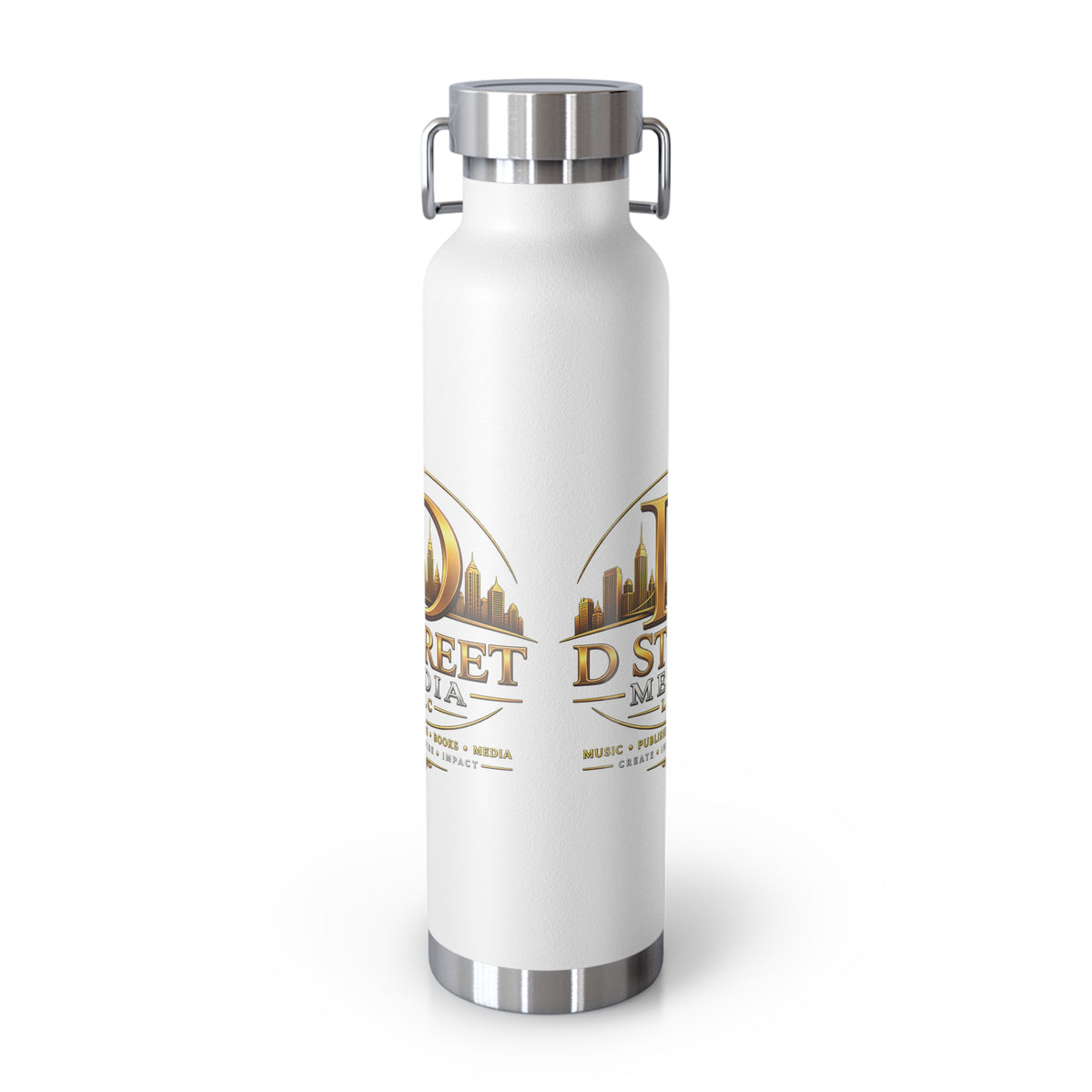 22oz Copper Vacuum Water Bottle — Gold 'Old Street Media LLC' Logo Insulated Flask