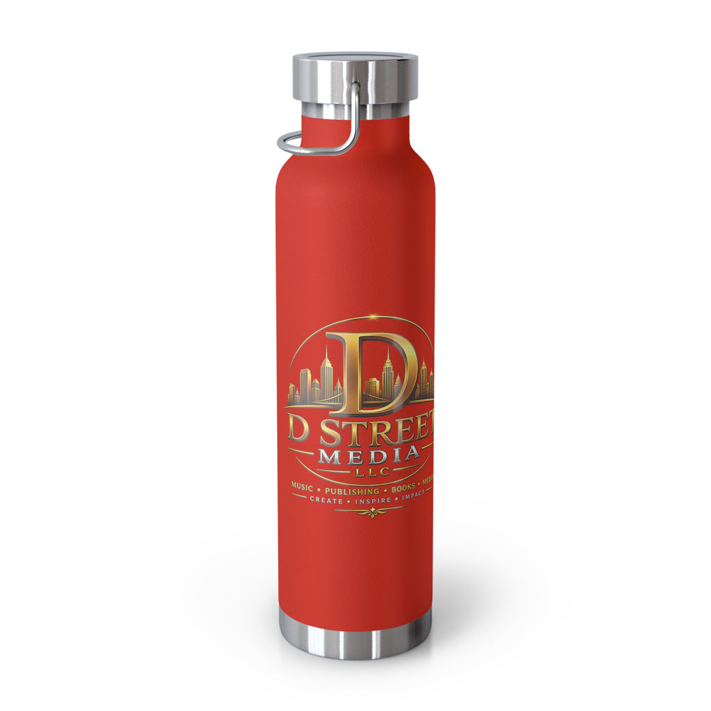 22oz Copper Vacuum Water Bottle — Gold 'Old Street Media LLC' Logo Insulated Flask