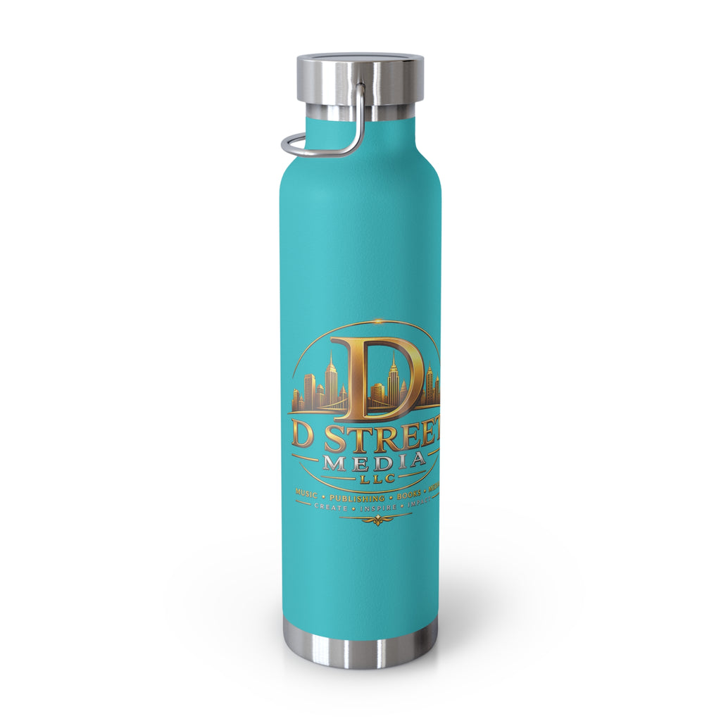 22oz Copper Vacuum Water Bottle — Gold 'Old Street Media LLC' Logo Insulated Flask