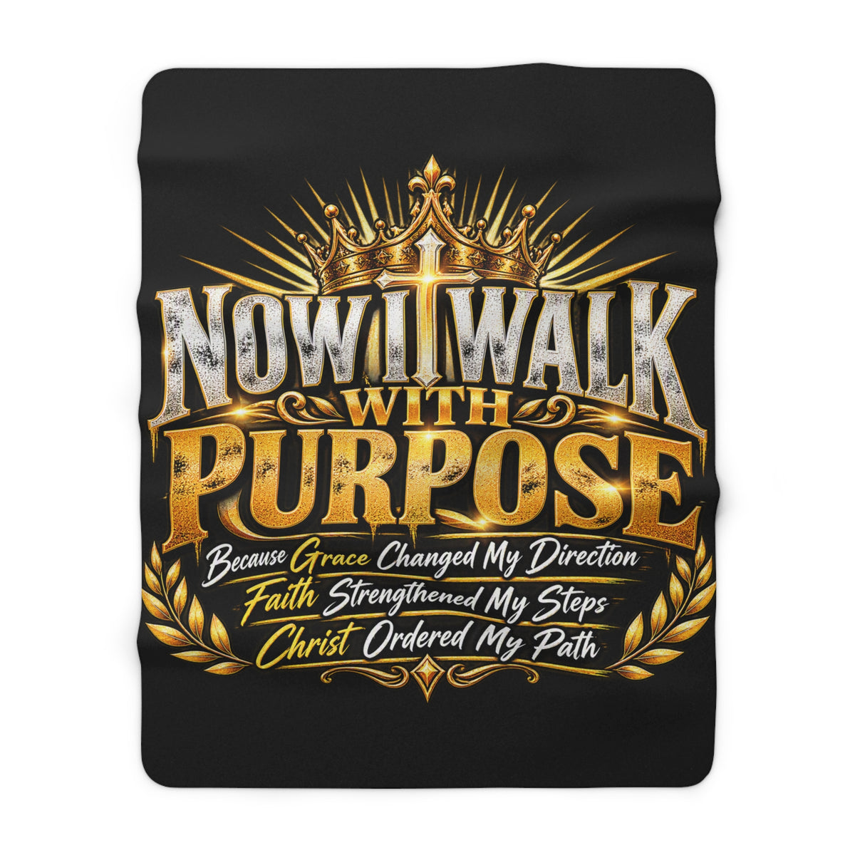 Sherpa Blanket — "Now I Walk With Purpose" Christian Inspirational Throw