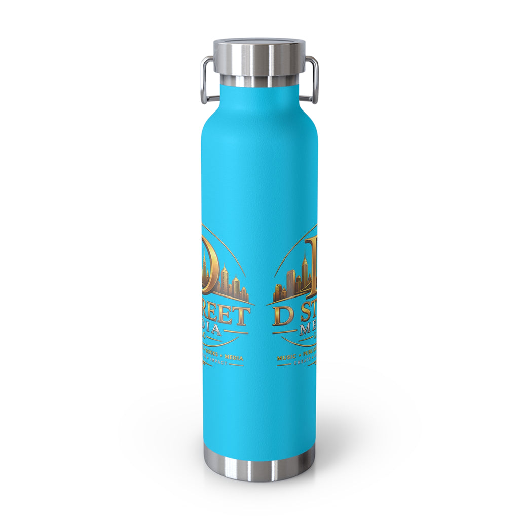 22oz Copper Vacuum Water Bottle — Gold 'Old Street Media LLC' Logo Insulated Flask