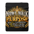 Sherpa Blanket — "Now I Walk With Purpose" Christian Inspirational Throw