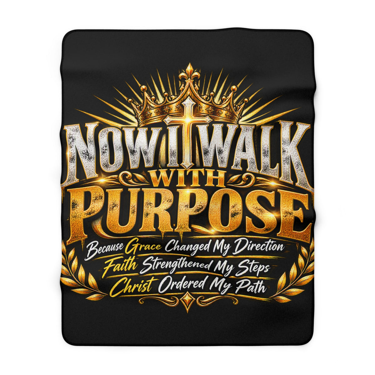 Sherpa Blanket — "Now I Walk With Purpose" Christian Inspirational Throw