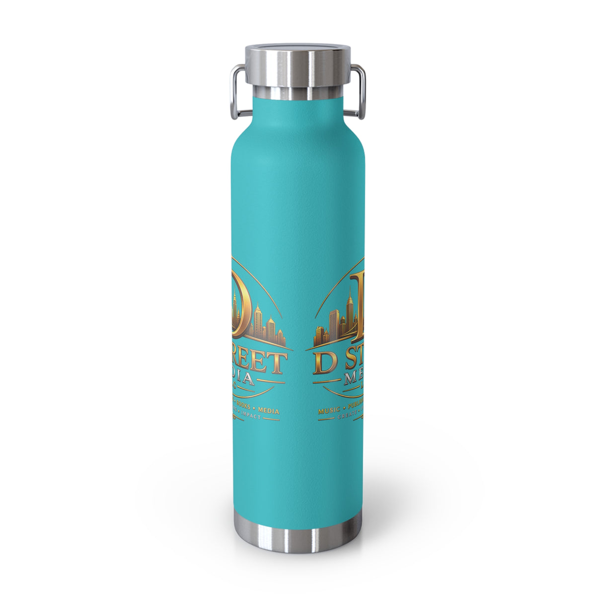22oz Copper Vacuum Water Bottle — Gold 'Old Street Media LLC' Logo Insulated Flask