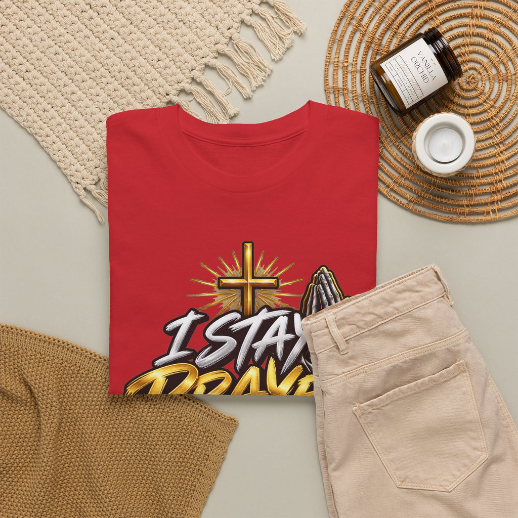 I Stay Prayed Up Tee — Christian Faith Prayer T-Shirt with Cross & Praying Hands