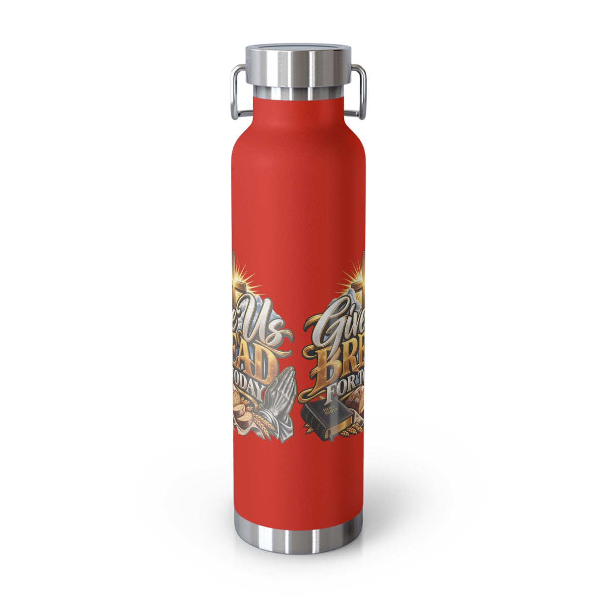 22oz Insulated Bottle — 'Give Us Bread for Today' Religious Prayer Design