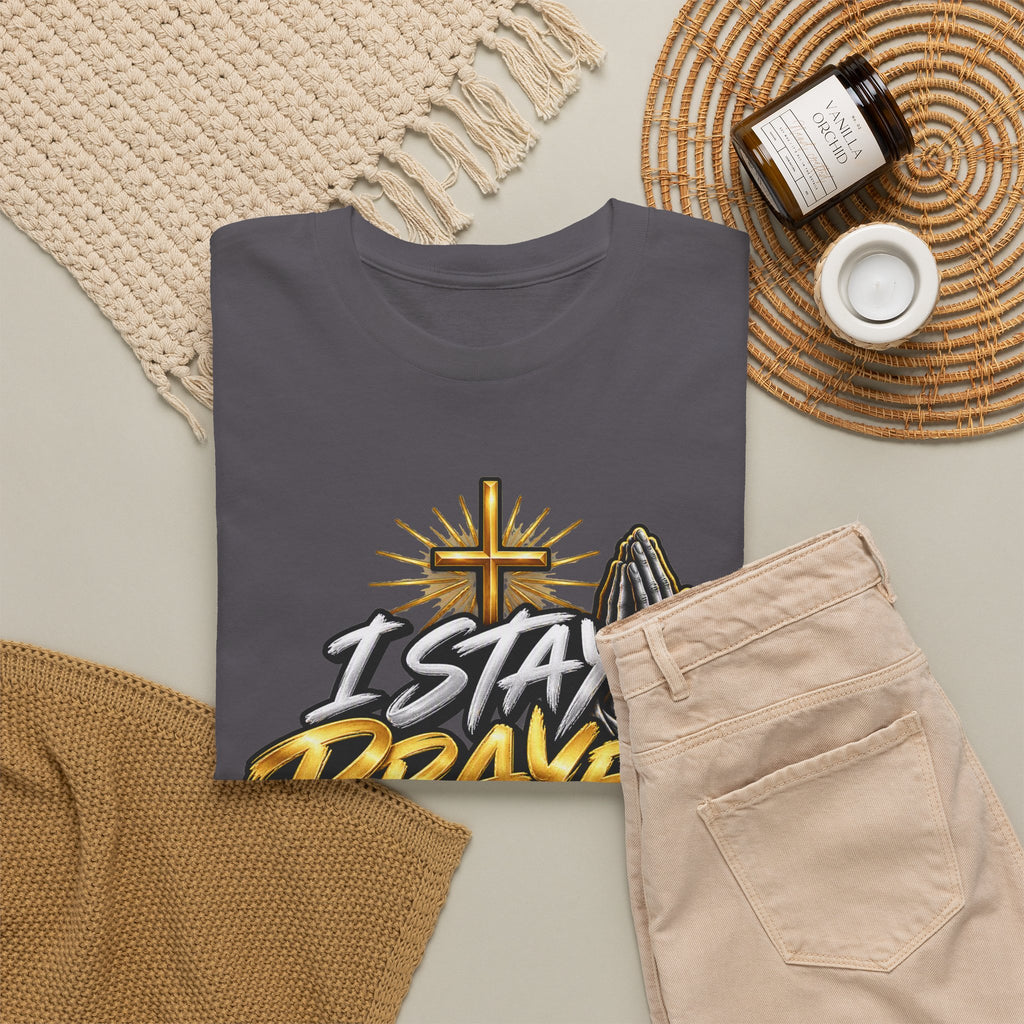 I Stay Prayed Up Tee — Christian Faith Prayer T-Shirt with Cross & Praying Hands