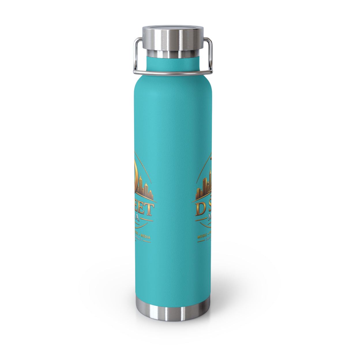 22oz Copper Vacuum Water Bottle — Gold 'Old Street Media LLC' Logo Insulated Flask