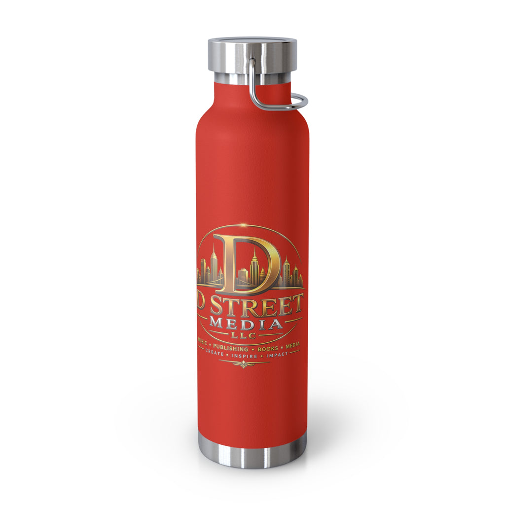 22oz Copper Vacuum Water Bottle — Gold 'Old Street Media LLC' Logo Insulated Flask