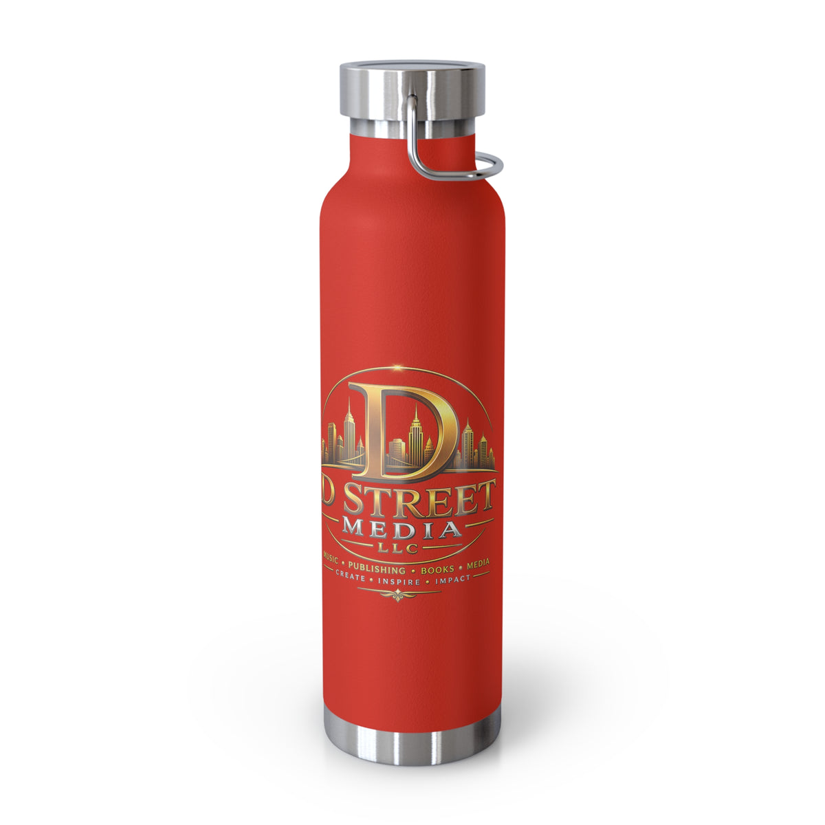 22oz Copper Vacuum Water Bottle — Gold 'Old Street Media LLC' Logo Insulated Flask