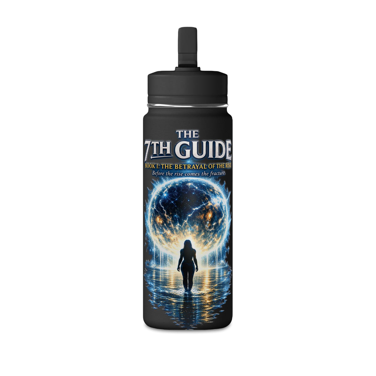 20oz Stainless Water Bottle — "The 7th Guide" Sci‑Fi Book Artwork