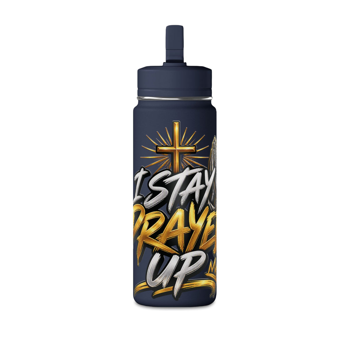 Pray Up 20oz Mini Water Bottle — Christian Cross Inspirational Sports Bottle (Pink)