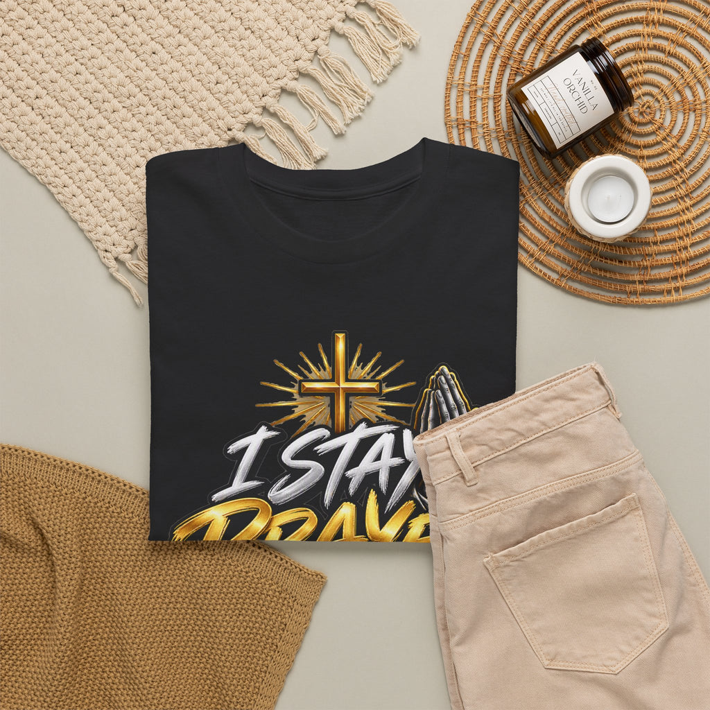 I Stay Prayed Up Tee — Christian Faith Prayer T-Shirt with Cross & Praying Hands