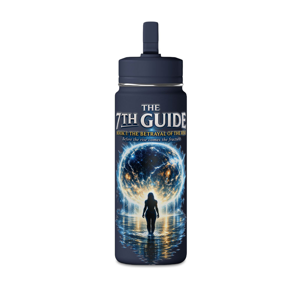 20oz Stainless Water Bottle — "The 7th Guide" Sci‑Fi Book Artwork