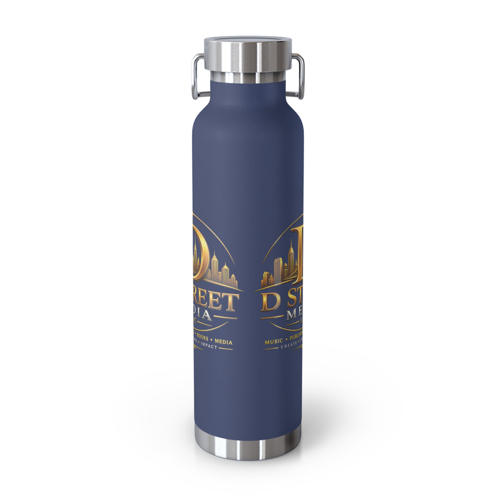 22oz Copper Vacuum Water Bottle — Gold 'Old Street Media LLC' Logo Insulated Flask
