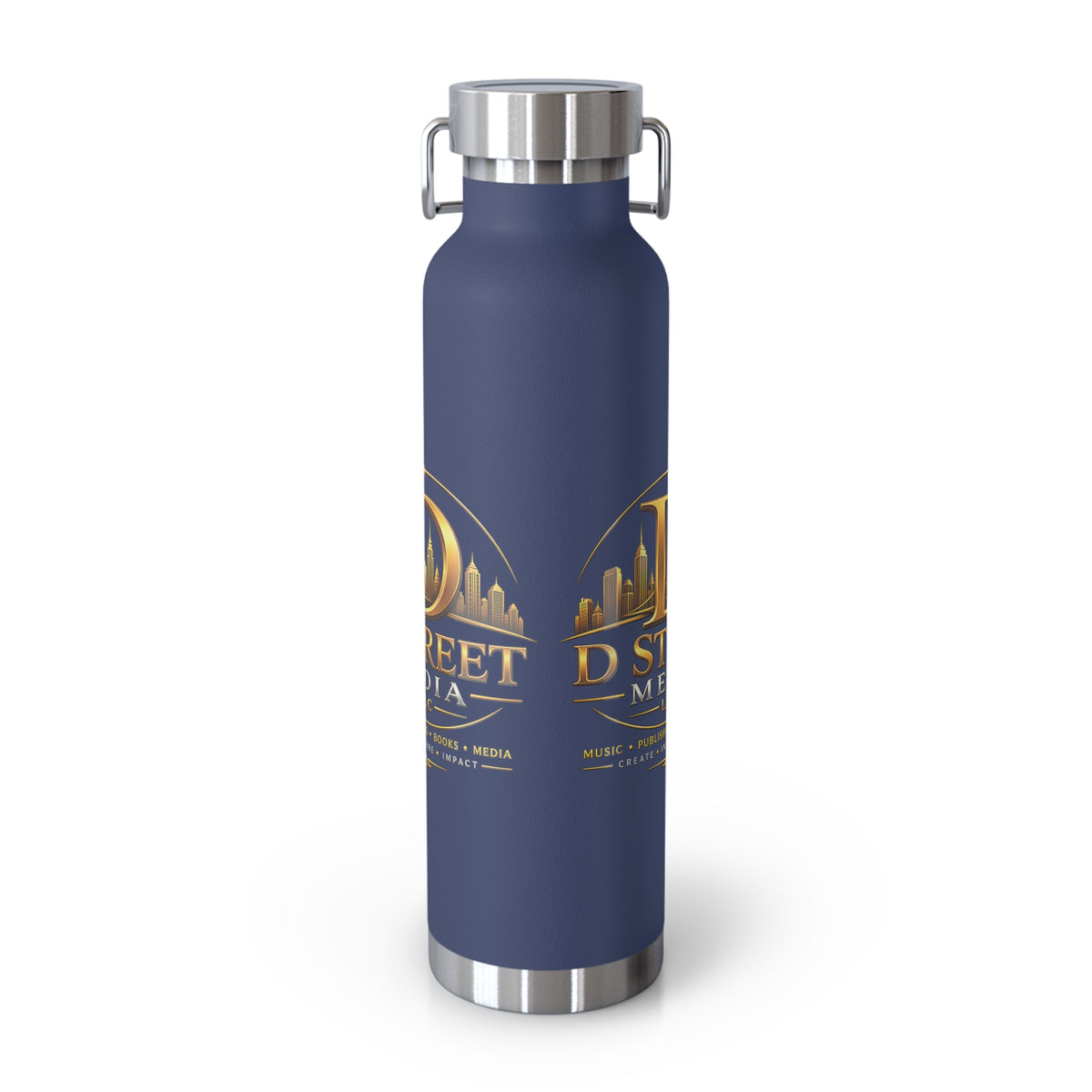 22oz Copper Vacuum Water Bottle — Gold 'Old Street Media LLC' Logo Insulated Flask