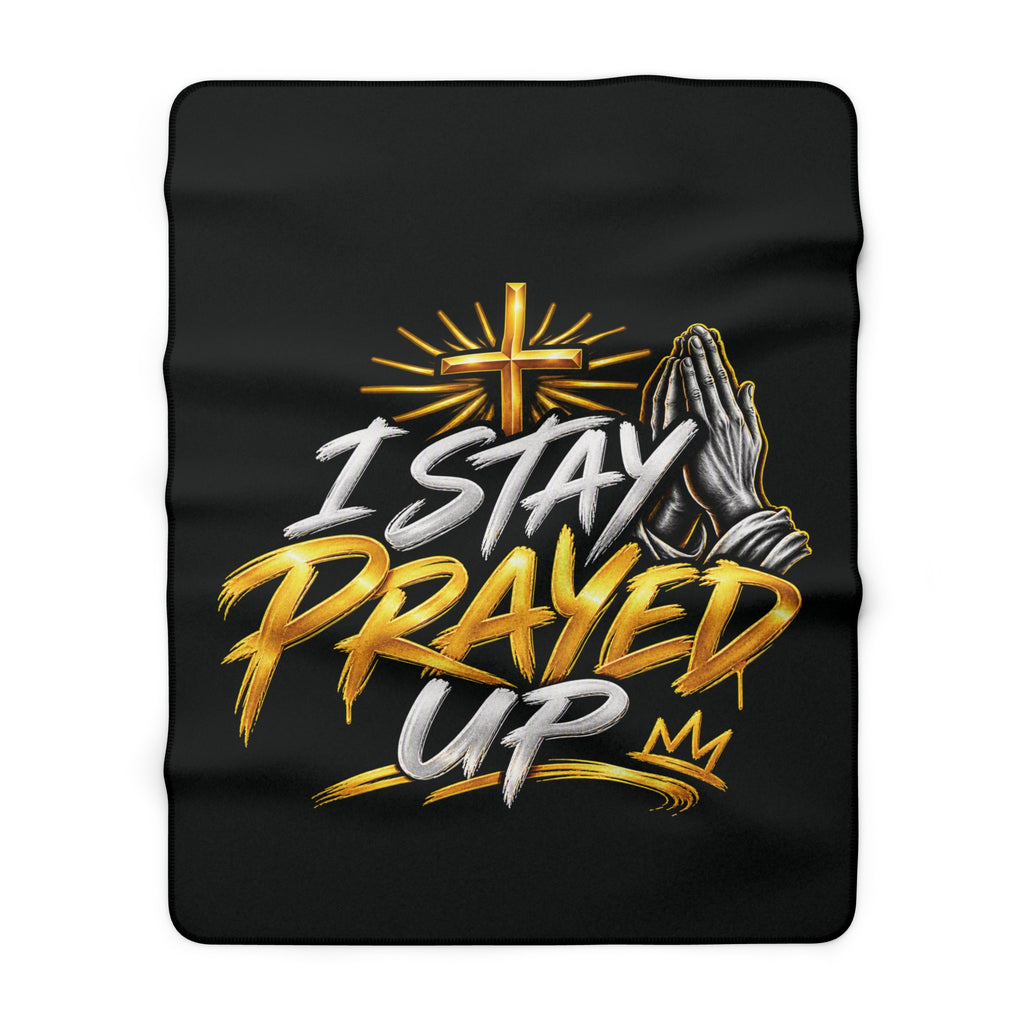 Prayed Up Sherpa Blanket — Christian Cross & Praying Hands Fleece