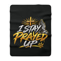 Prayed Up Sherpa Blanket — Christian Cross & Praying Hands Fleece