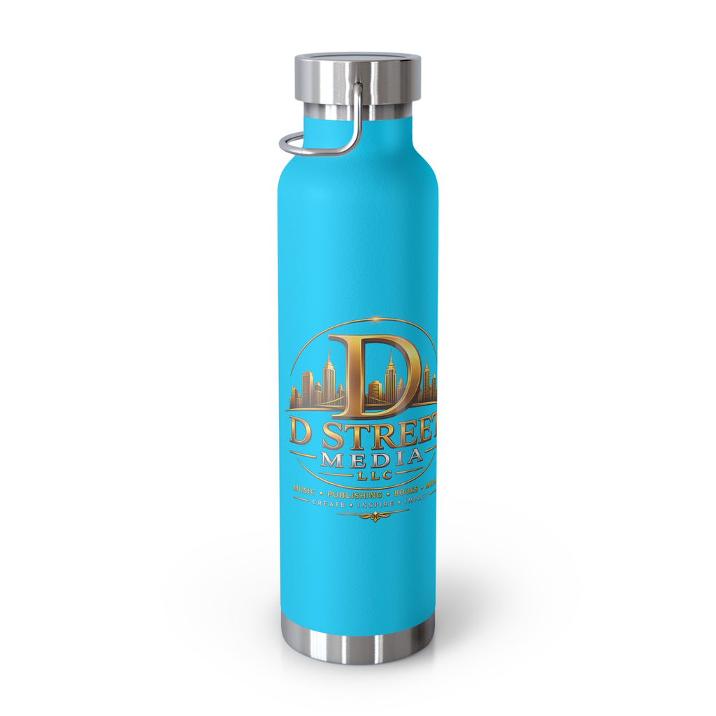 22oz Copper Vacuum Water Bottle — Gold 'Old Street Media LLC' Logo Insulated Flask