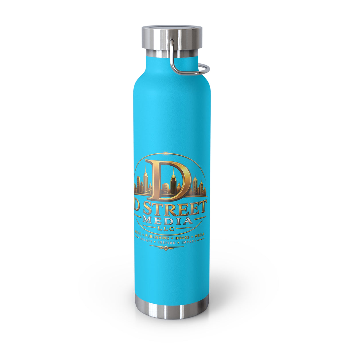 22oz Copper Vacuum Water Bottle — Gold 'Old Street Media LLC' Logo Insulated Flask