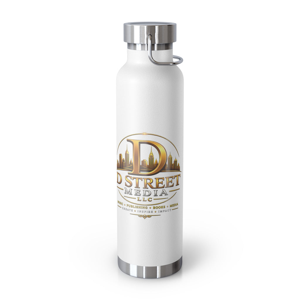 22oz Copper Vacuum Water Bottle — Gold 'Old Street Media LLC' Logo Insulated Flask