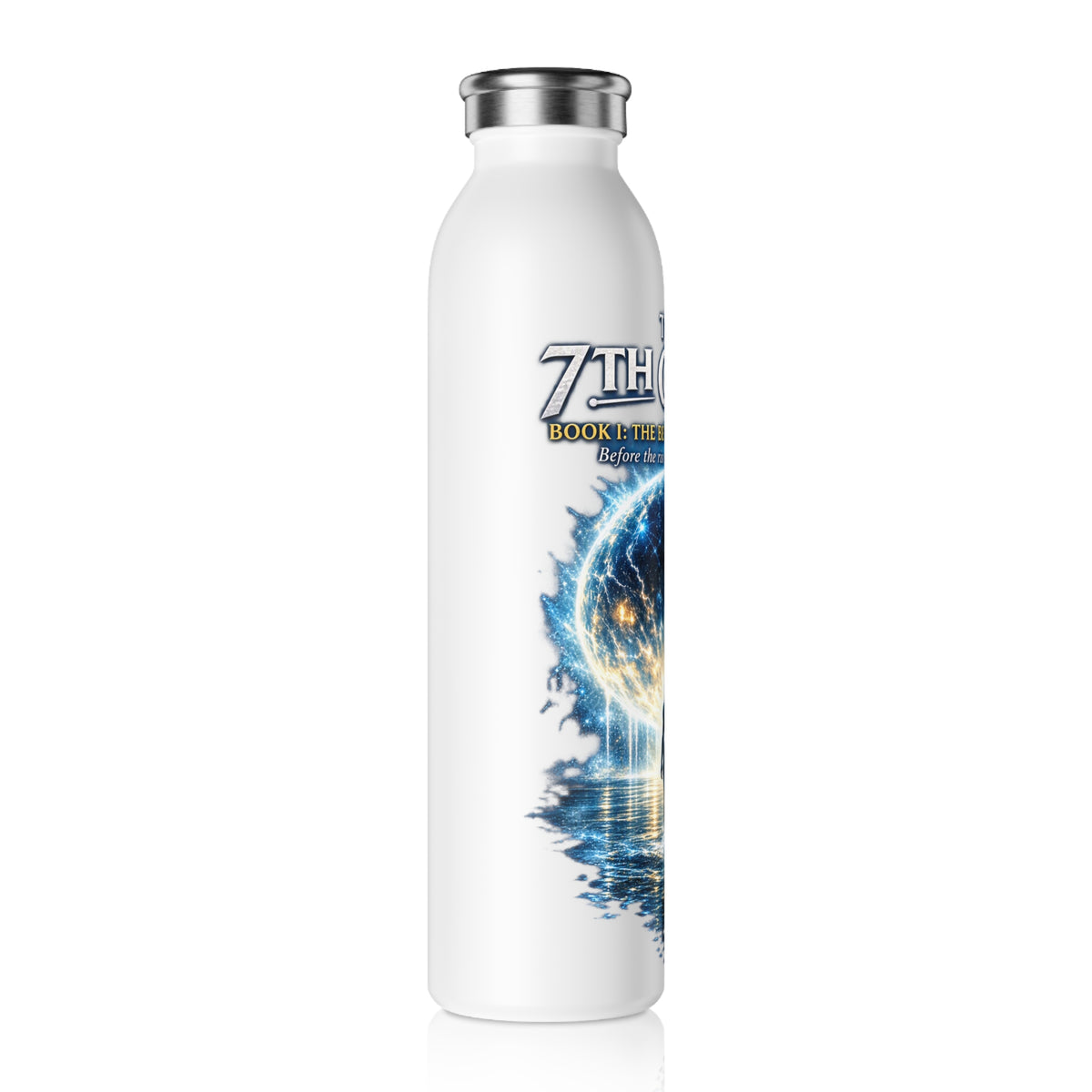 Slim Water Bottle — 'The 7th Guide' Sci‑Fi Book Cover Insulated Bottle
