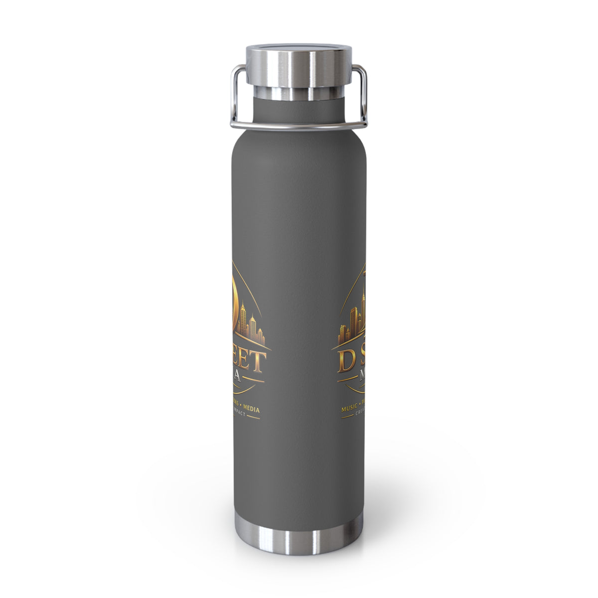 22oz Copper Vacuum Water Bottle — Gold 'Old Street Media LLC' Logo Insulated Flask