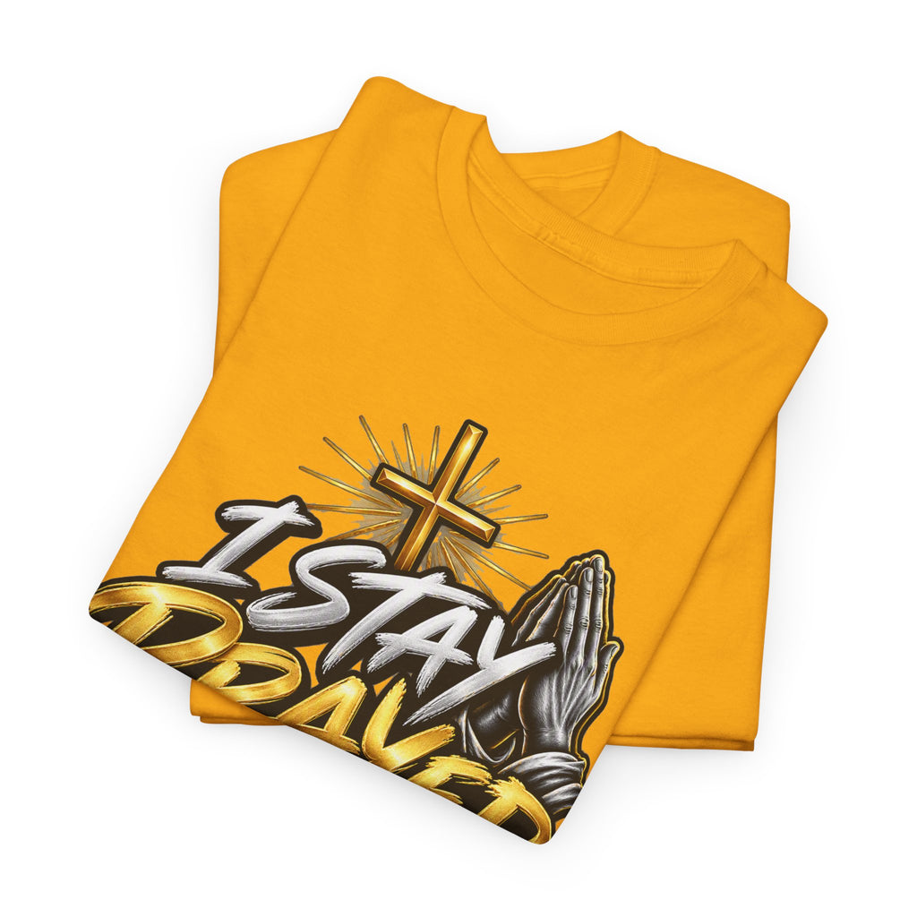 I Stay Prayed Up Tee — Christian Faith Prayer T-Shirt with Cross & Praying Hands
