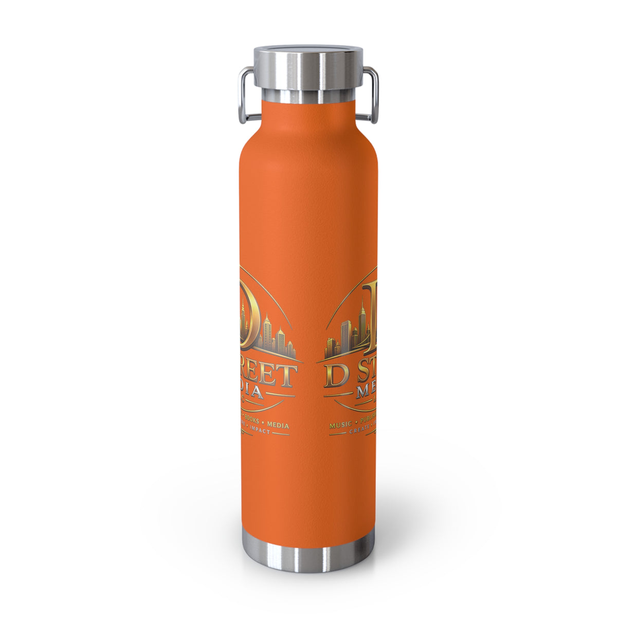 22oz Copper Vacuum Water Bottle — Gold 'Old Street Media LLC' Logo Insulated Flask