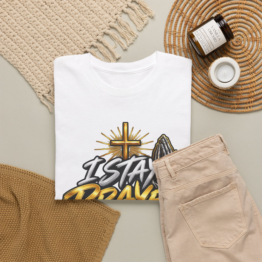 I Stay Prayed Up Tee — Christian Faith Prayer T-Shirt with Cross & Praying Hands
