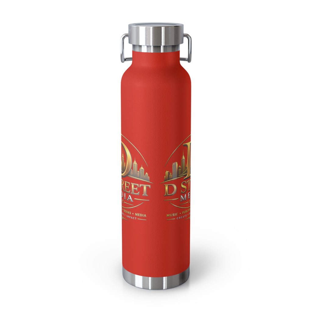 22oz Copper Vacuum Water Bottle — Gold 'Old Street Media LLC' Logo Insulated Flask