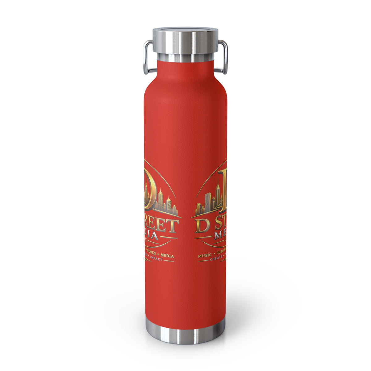 22oz Copper Vacuum Water Bottle — Gold 'Old Street Media LLC' Logo Insulated Flask