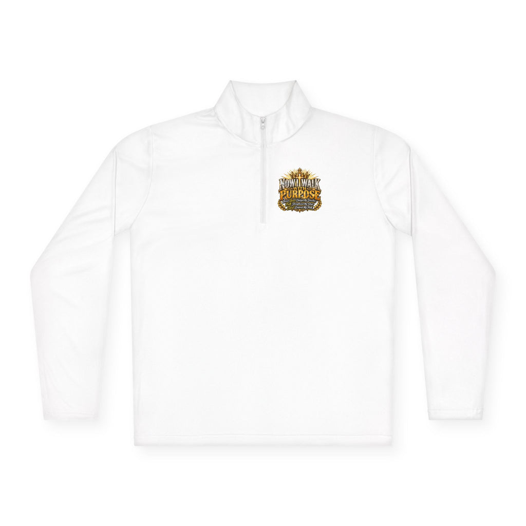 Quarter-Zip Pullover — "Now I Walk With Purpose" Motivational Graphic