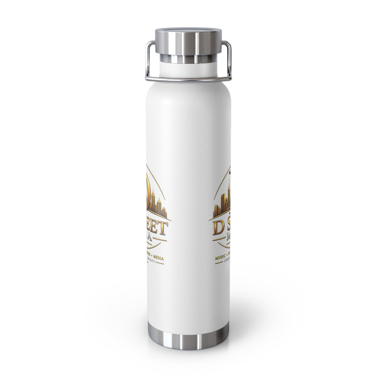 22oz Copper Vacuum Water Bottle — Gold 'Old Street Media LLC' Logo Insulated Flask