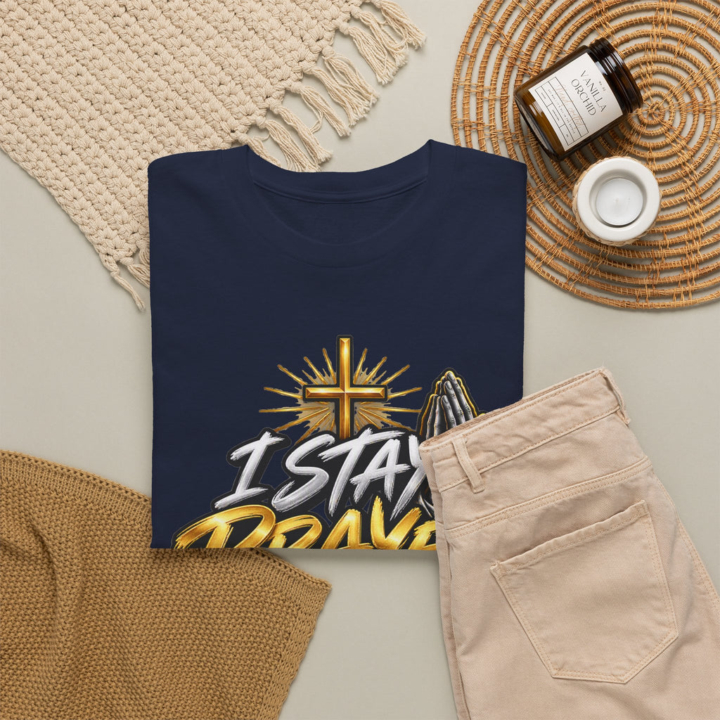 I Stay Prayed Up Tee — Christian Faith Prayer T-Shirt with Cross & Praying Hands