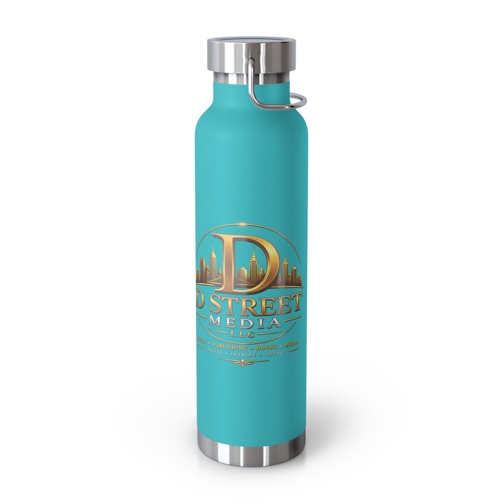 22oz Copper Vacuum Water Bottle — Gold 'Old Street Media LLC' Logo Insulated Flask