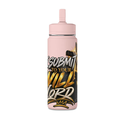 20oz Inspirational Water Bottle — “I Submit to Your Will Lord” Pink Stainless Bottle