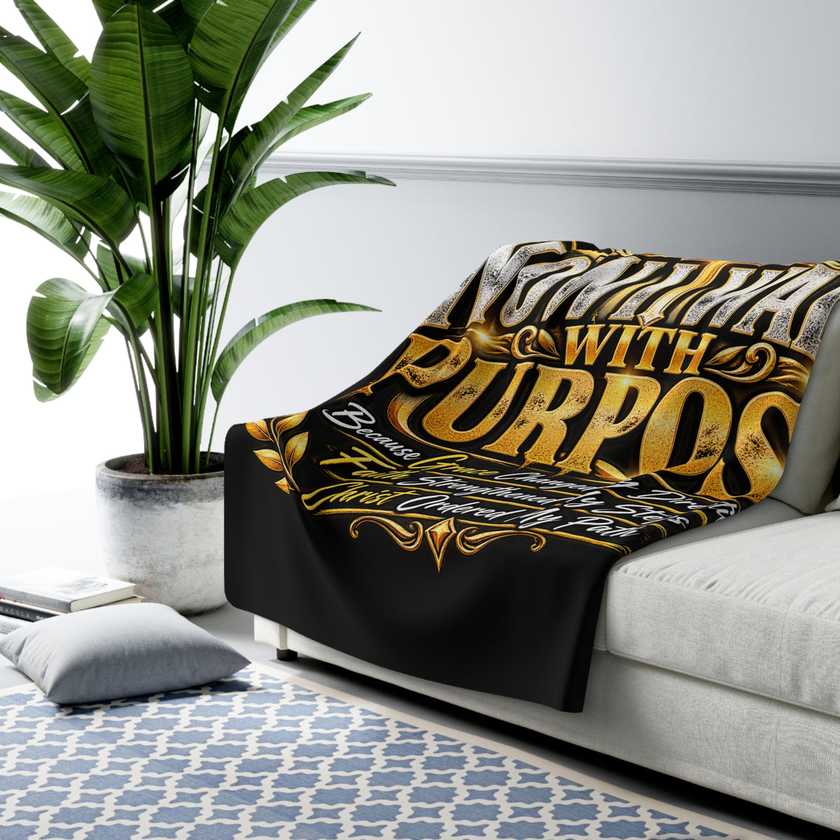 Sherpa Blanket — "Now I Walk With Purpose" Christian Inspirational Throw