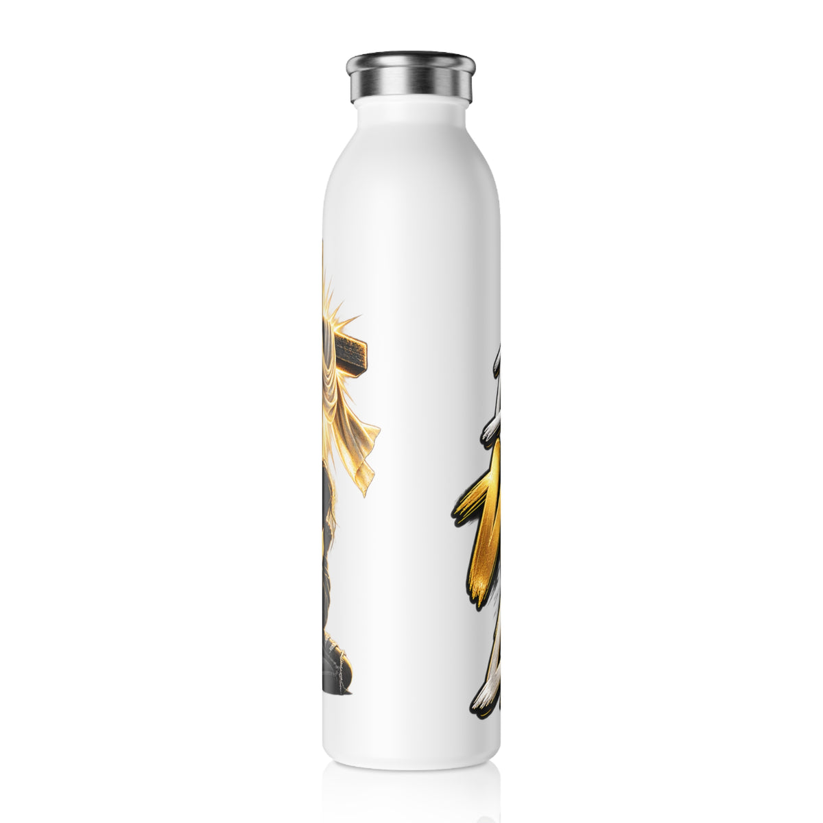 Slim Water Bottle — "I Submit to Your Will Lord" Gold Script Inspirational Bottle