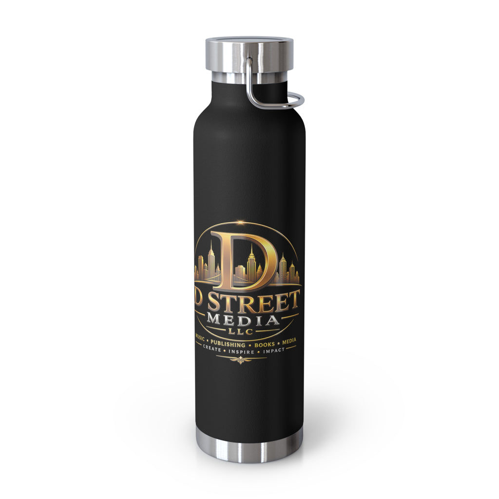 22oz Copper Vacuum Water Bottle — Gold 'Old Street Media LLC' Logo Insulated Flask