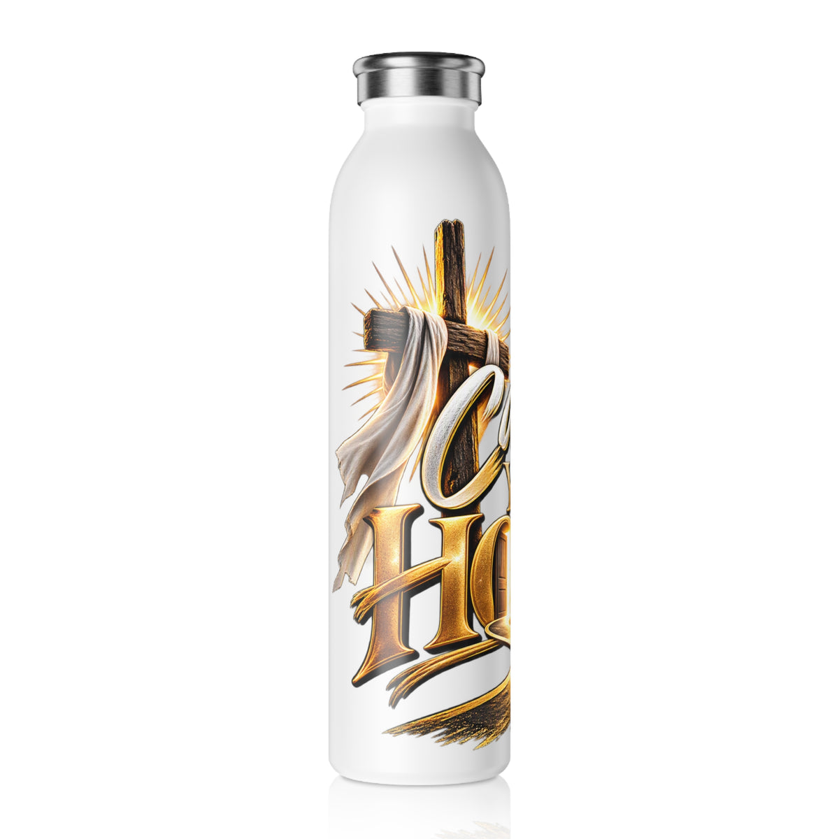 Christian Slim Water Bottle – "Calling You Home" Cross Design