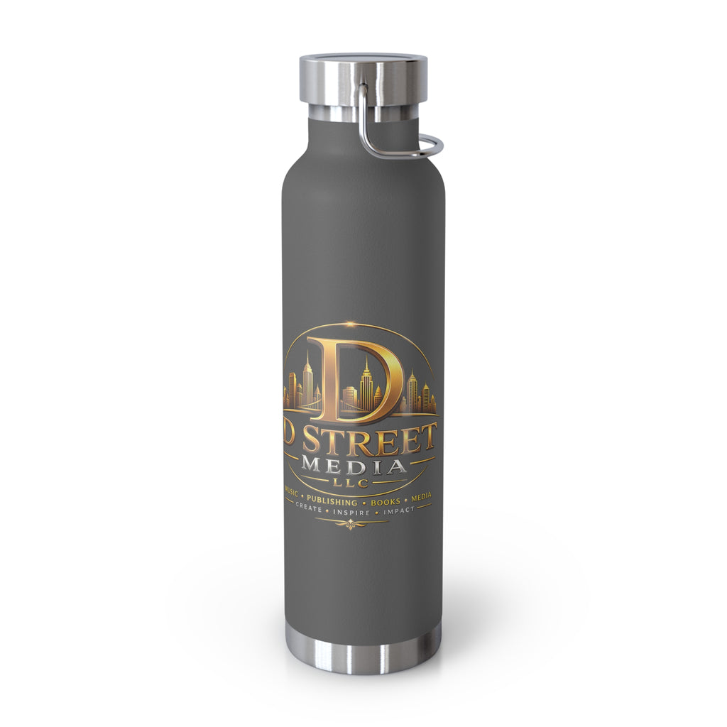 22oz Copper Vacuum Water Bottle — Gold 'Old Street Media LLC' Logo Insulated Flask