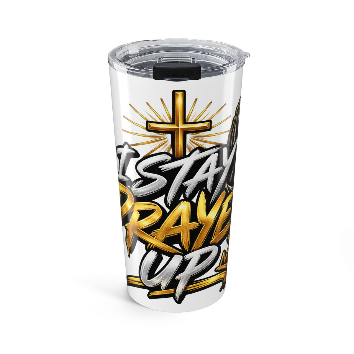 20oz 'Stay Prayed Up' Christian Tumbler – Insulated Faith Drink Cup with Cross Design