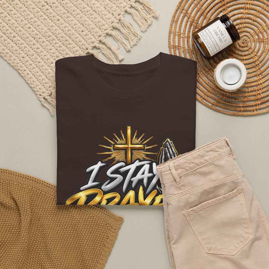 I Stay Prayed Up Tee — Christian Faith Prayer T-Shirt with Cross & Praying Hands