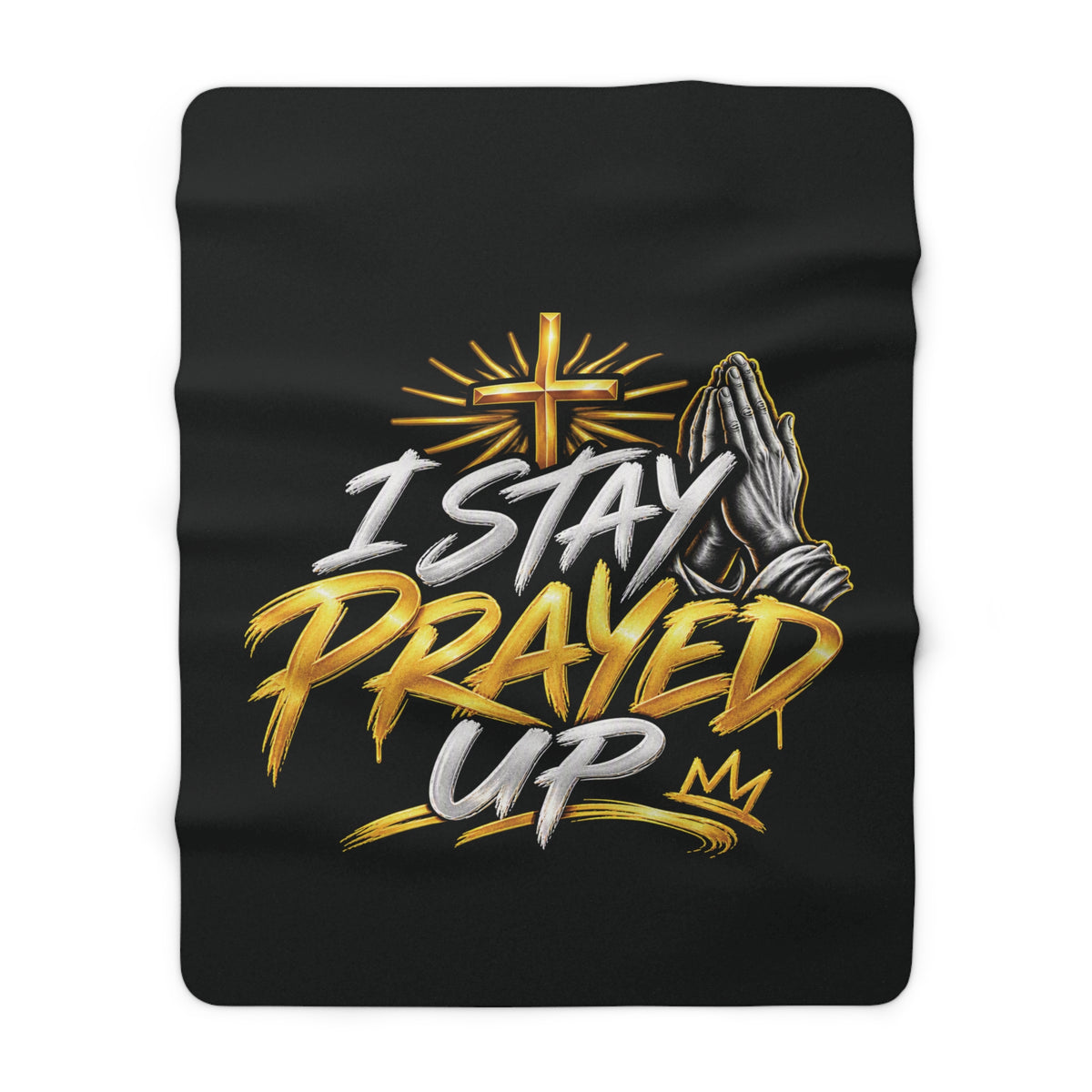 Prayed Up Sherpa Blanket — Christian Cross & Praying Hands Fleece