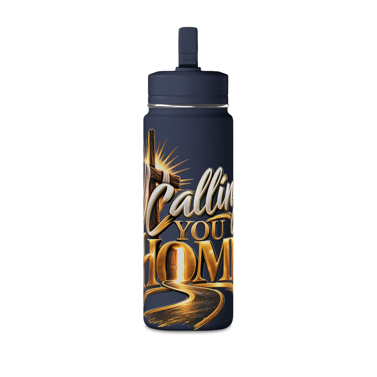 Calling You Home 20oz Mini Water Bottle — Pink Inspirational Cross Design