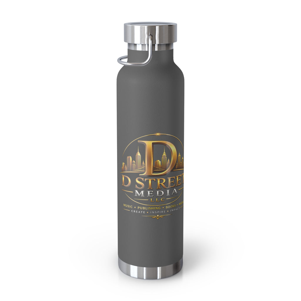 22oz Copper Vacuum Water Bottle — Gold 'Old Street Media LLC' Logo Insulated Flask